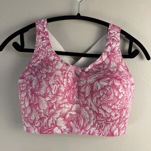 Lululemon Athletica 34E 34DD Enlite Sports Bra Floral Bloom Pink Ultralu EUC
